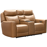 Chester Triple Power Reclining Console Loveseat with Charging in Saddle Brown Leather